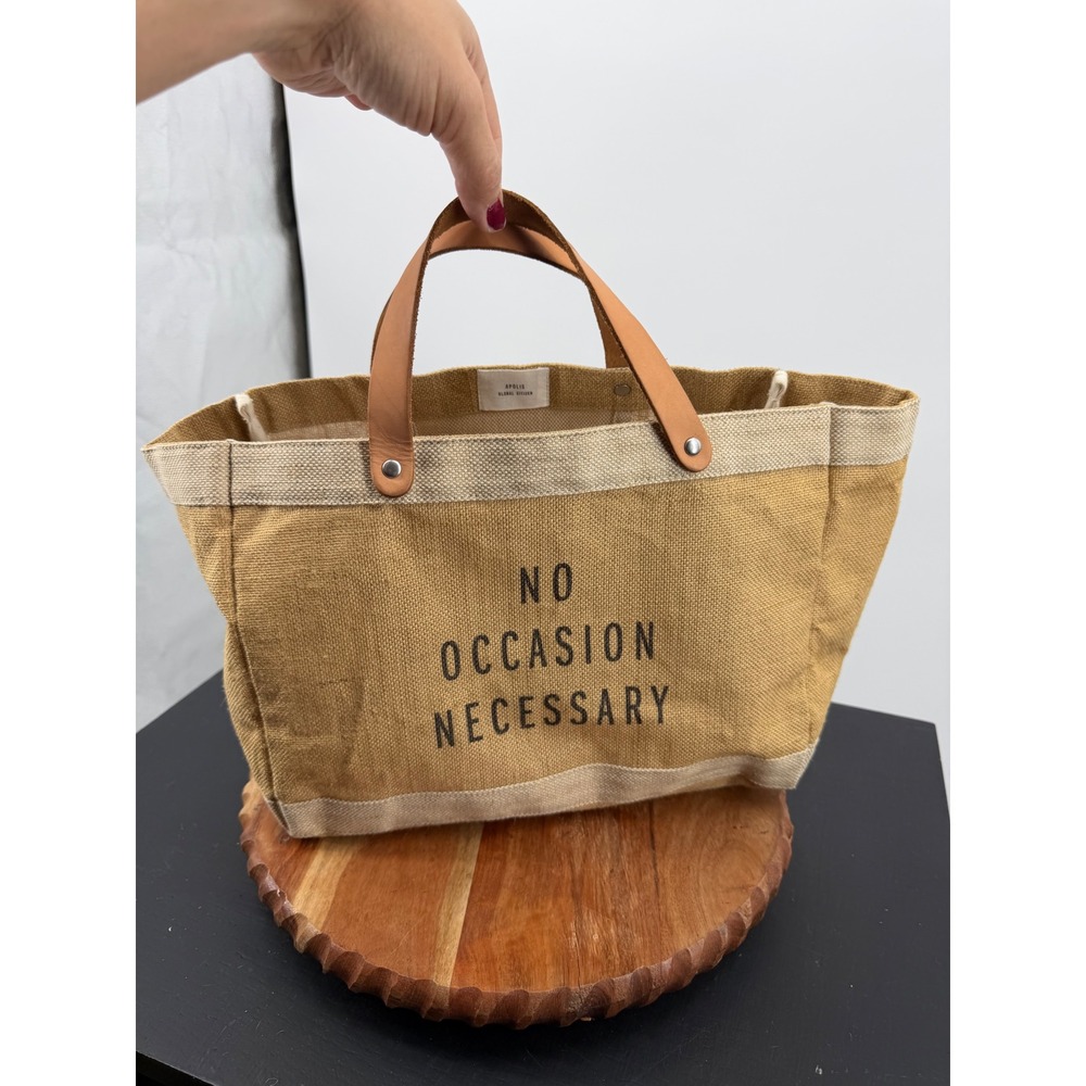 Apolis No Occasion Necessary Market Bag Women OS Tan Jute Leather Handle Tote